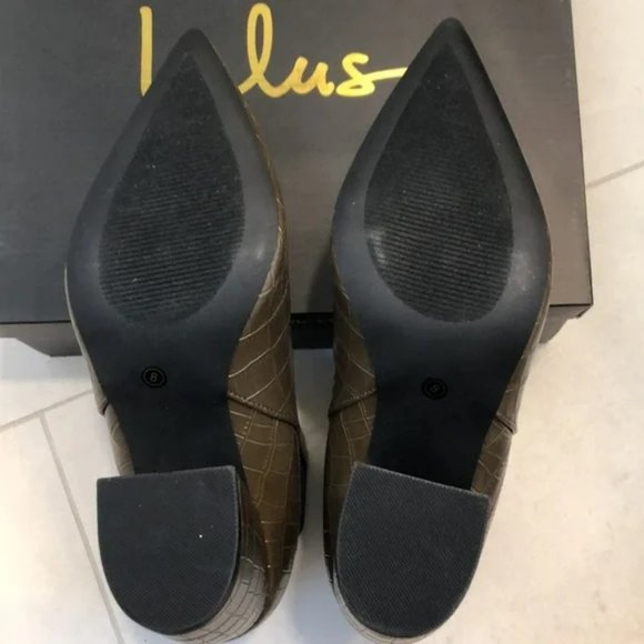 NWB Lulus Cecy Khaki Croc Ankle Boots - Picture 6 of 12